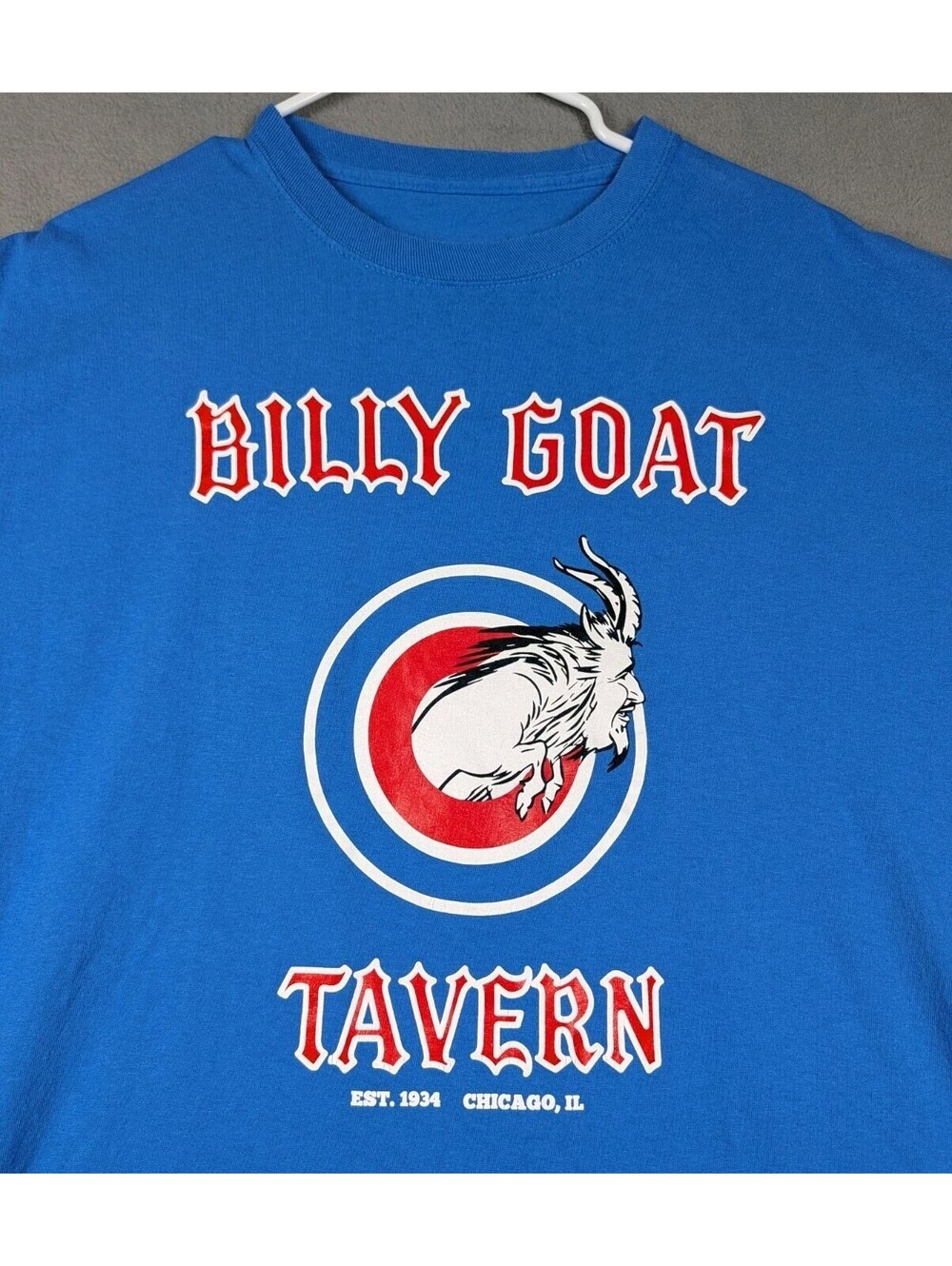Billy Goat Tavern Mens XL Blue Graphic T Shirt Chicago Cubs Curse History